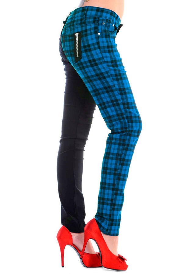 Banned Alternative Banned Alternative Half The Damage Half Black And Half Check Skinny Jeans