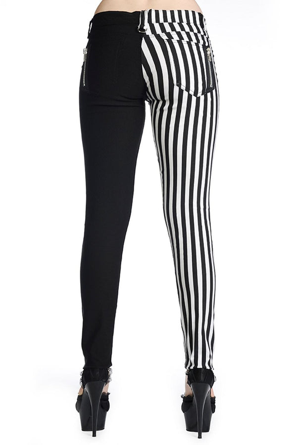 Banned Alternative Banned Alternative Half The Damage Half Black And Half Striped Skinny Jeans
