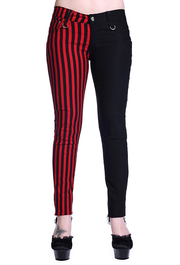 Banned Alternative Banned Alternative Half The Damage Half Black And Half Striped Skinny Jeans