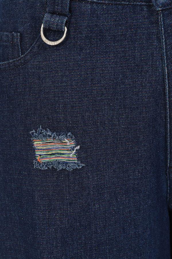 Banned Alternative Banned Alternative Harley Rainbow Thread Distressed Wide-Leg Jeans