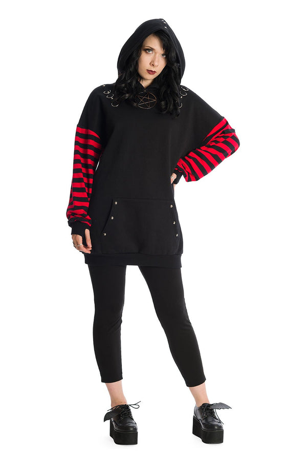 Banned Alternative Banned Alternative Helia Stripe Sleeve Hoodie