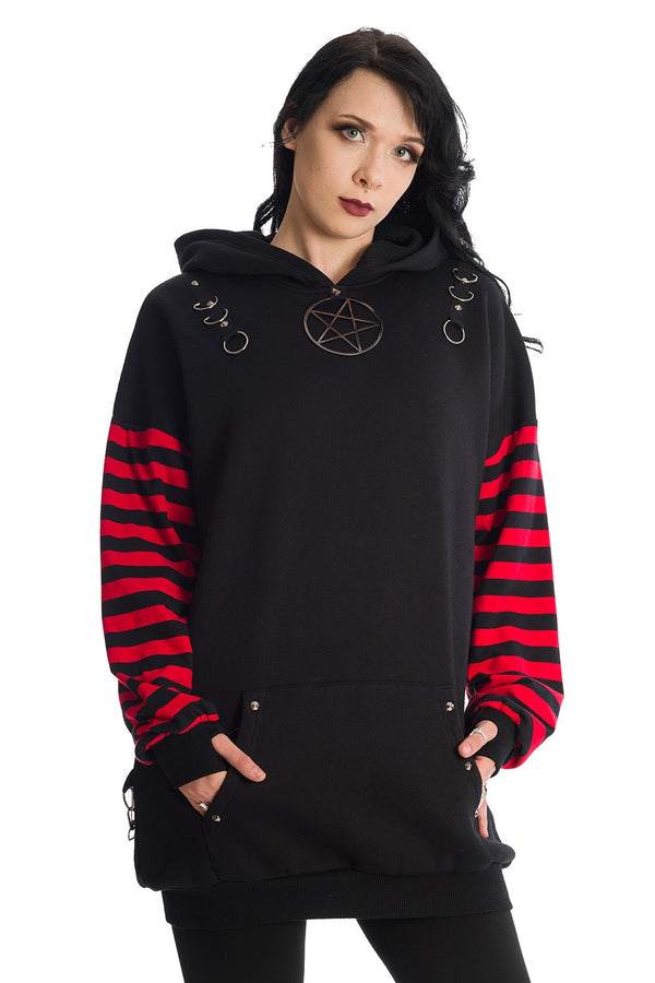 banned alternative Banned Alternative Helia Stripe Sleeve Hoodie