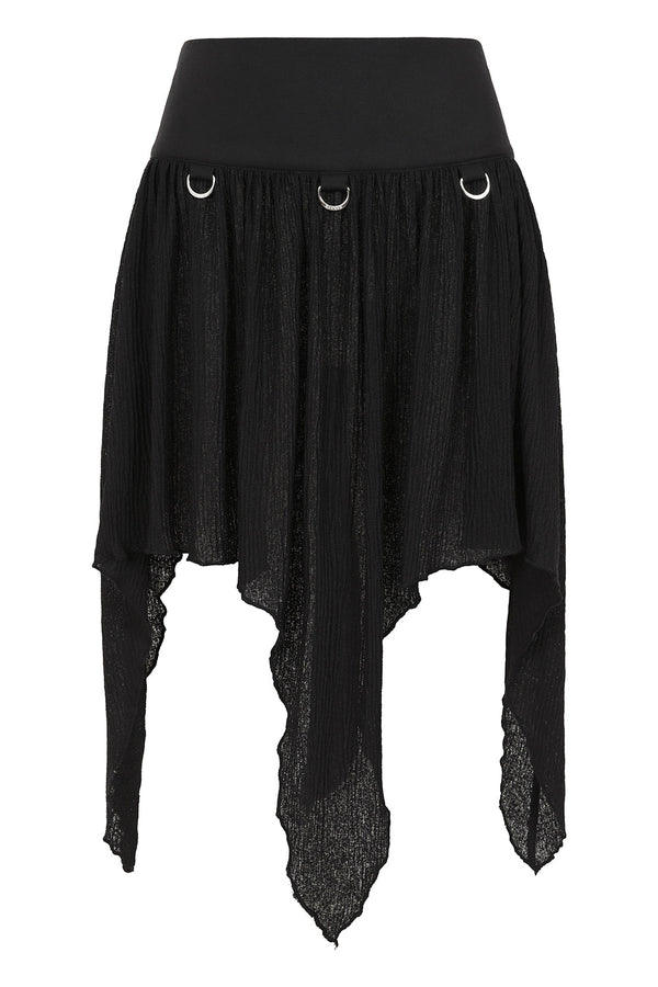 banned alternative Banned Alternative Isolde skirt. Its distinctive handkerchief hemline and D-ring details make it a standout piece in alternative fashion