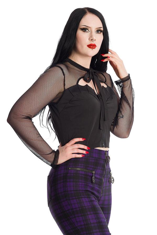 Banned Alternative Banned Alternative Joliette Bat Wing Fishnet Mesh Top