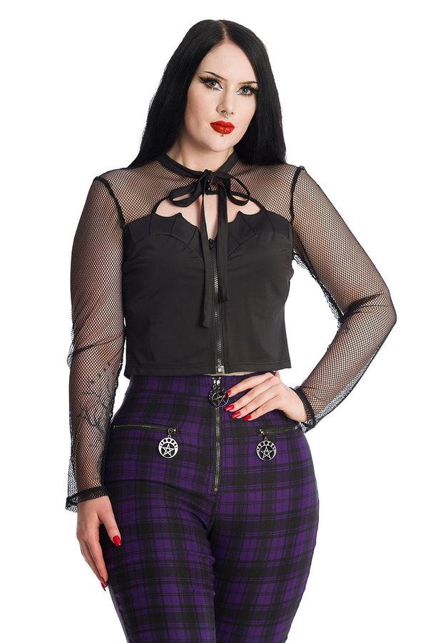 banned alternative Banned Alternative Joliette Bat Wing Fishnet Mesh Top
