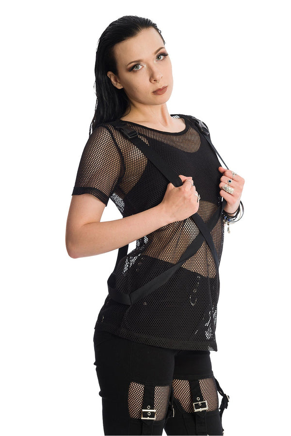 Banned Alternative Banned Alternative Kameko Short Sleeve Oversized Mesh Top