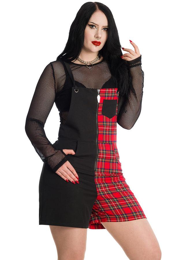 banned alternative Banned Alternative Krampus Black and Tartan Playsuit
