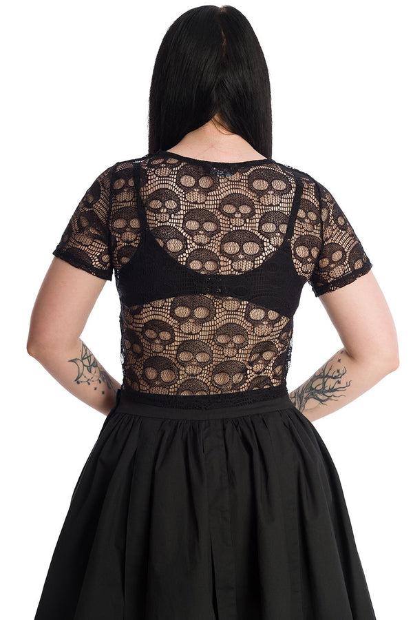 Banned Alternative Banned Alternative Lace Skull Black Crop Top