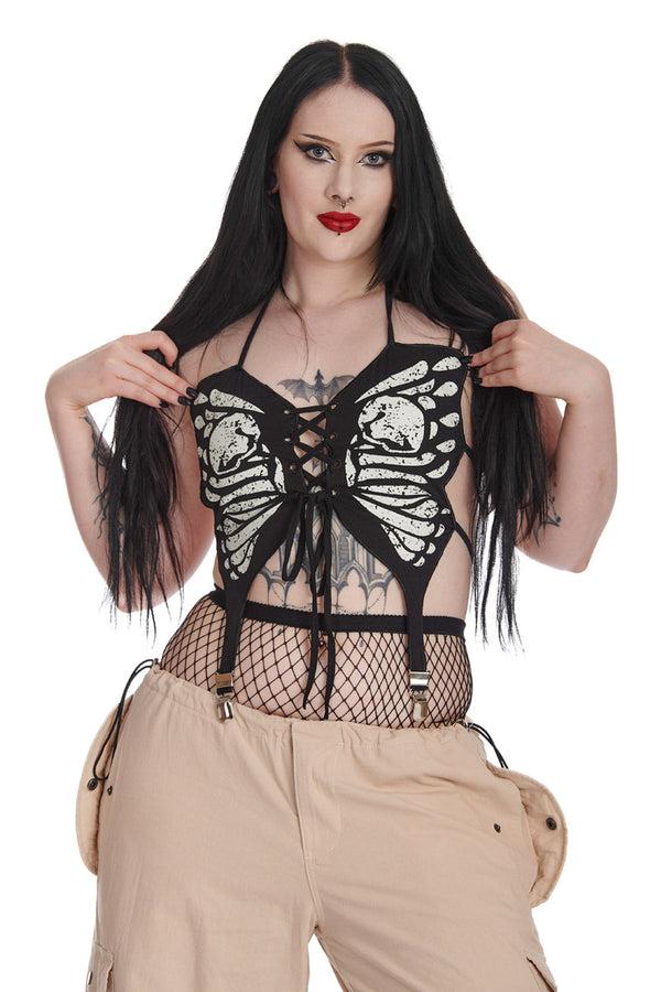banned alternative Banned Alternative LUCASTA SKELETON BUTTERFLY TOP