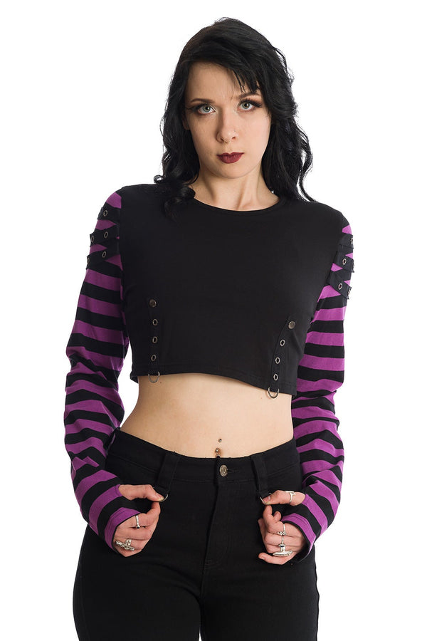 Banned Alternative Banned Alternative Lycoris Stripe Sleeve Crop Top