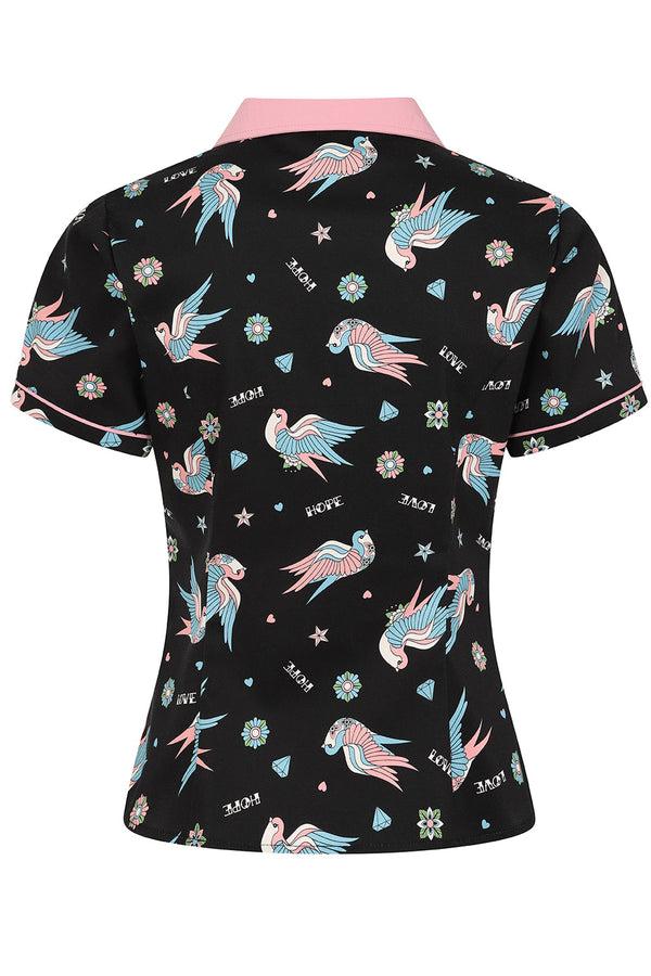 Banned Alternative Banned Alternative MARILOU SWALLOWS CONTRAST COLLAR BLOUSE