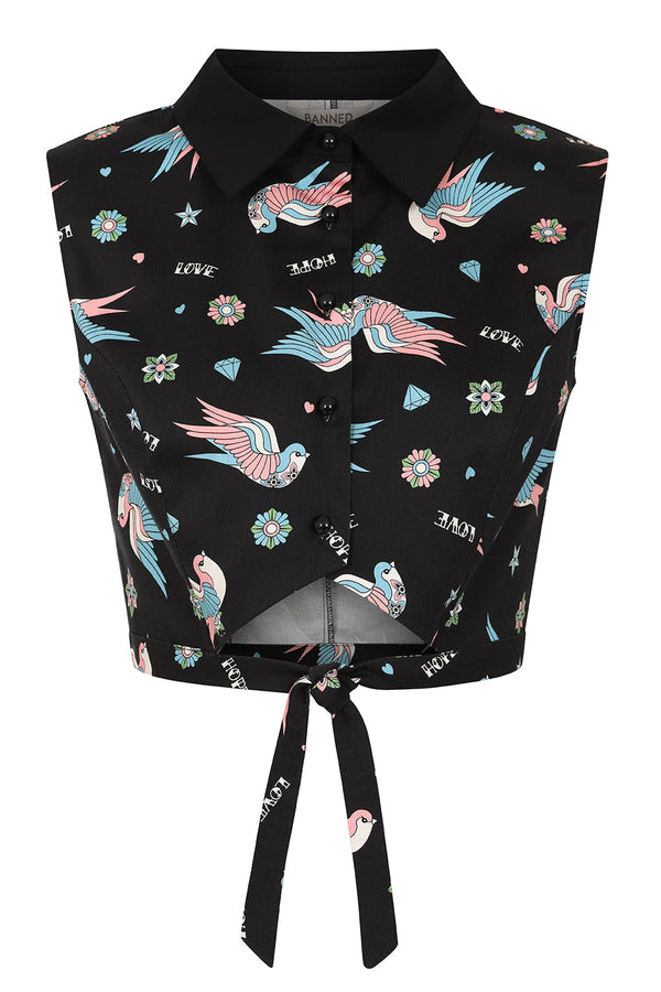 banned alternative Banned Alternative MARILOU SWALLOWS CROP BLOUSE