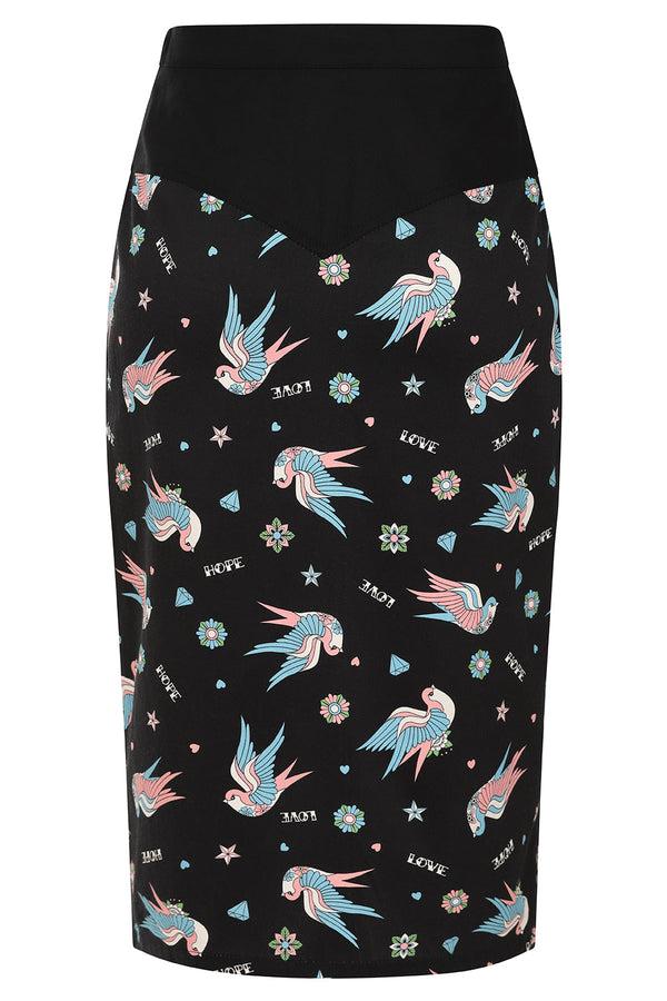 Banned Alternative Banned Alternative MARILOU SWALLOWS PENCIL SKIRT