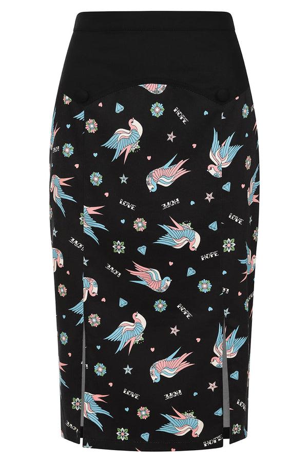 banned alternative Banned Alternative MARILOU SWALLOWS PENCIL SKIRT
