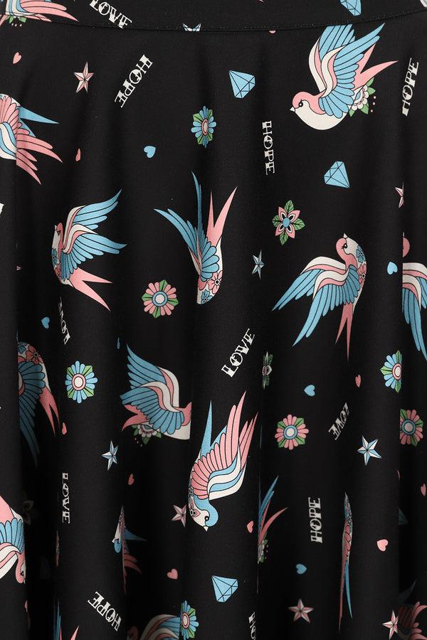 Banned Alternative Banned Alternative MARILOU SWALLOWS SWING SKIRT