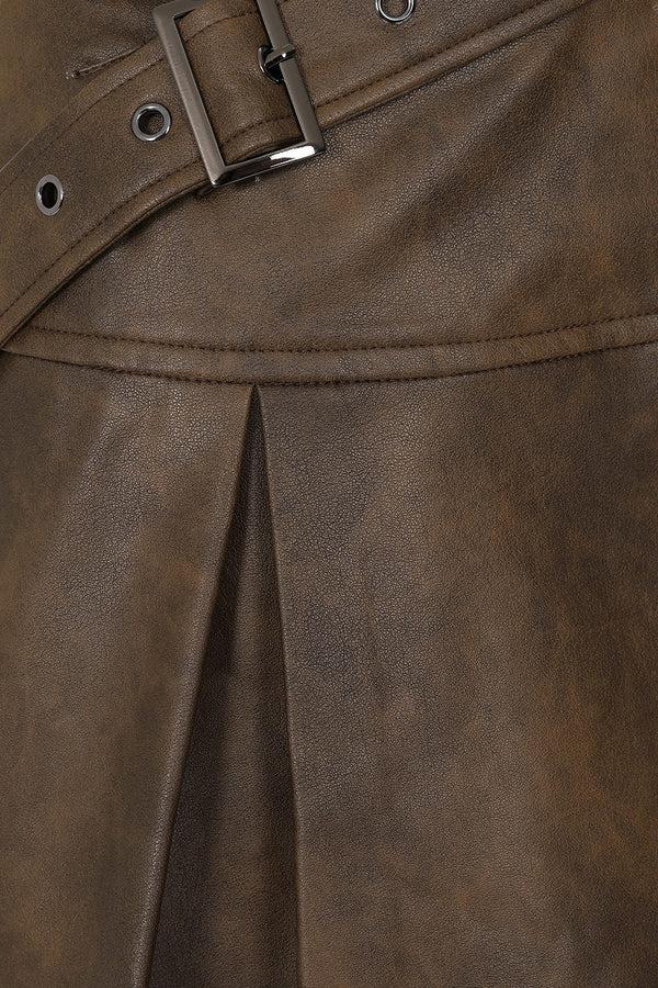 Banned Alternative Banned Alternative Maya Asymmetrical Waistline Skirt In Faux Leather