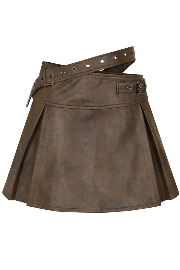 banned alternative Banned Alternative Maya asymmetrical waistline skirt in faux leather