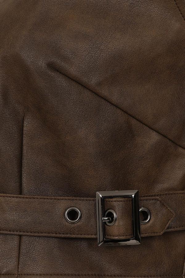 Banned Alternative Banned Alternative Maya Faux Leather Lace-Up Corset Top