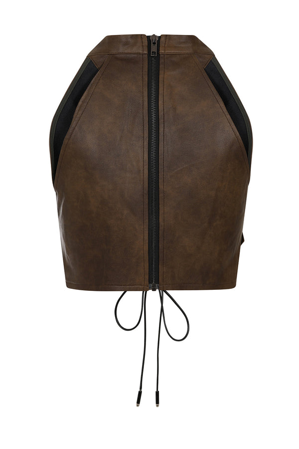 Banned Alternative Banned Alternative Maya Faux Leather Lace-Up Corset Top