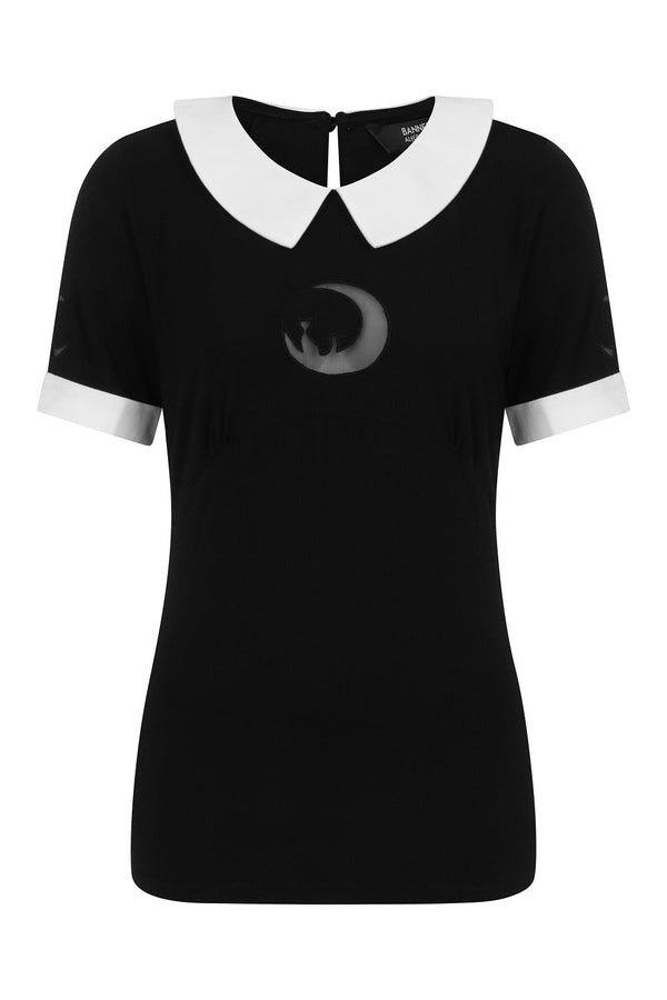banned alternative Banned Alternative Moon Dreaming Black and White Collar Top
