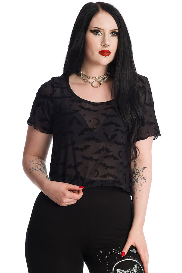 banned alternative Banned Alternative Prayers Sheer Black Crop Top