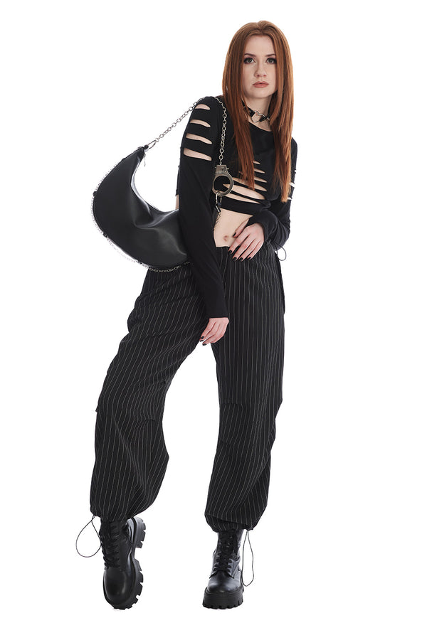 Banned Alternative Banned Alternative RAVEN PINSTRIPE TROUSERS
