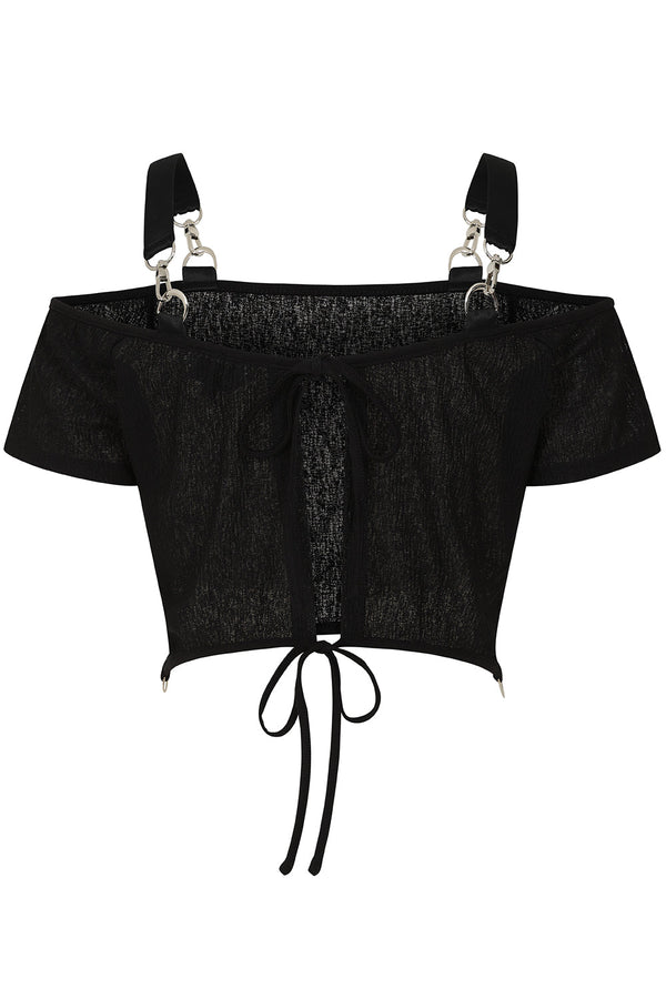 Banned Alternative Banned Alternative Ravenna Top With Off Shoulders Design With Back Tie Detail