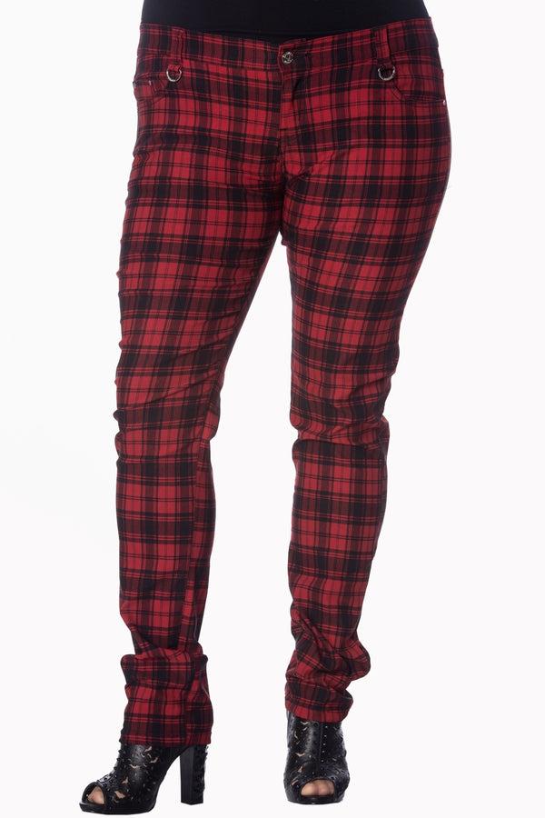 Banned Alternative Banned Alternative Red Check Plus Size Skinny Jeans