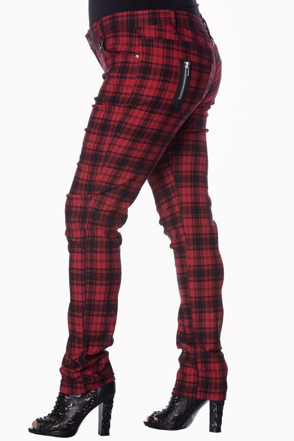 Banned Alternative Banned Alternative Red Check Plus Size Skinny Jeans