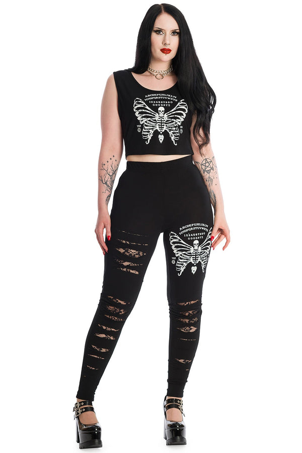 Banned Alternative Banned Alternative Skeleton Butterfly High Waisted Leggings