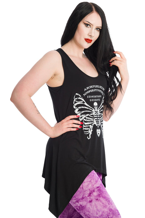 Banned Alternative Banned Alternative Skeleton Wings Black Long Vest Top