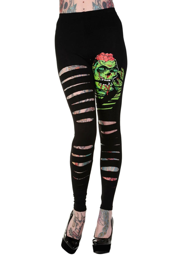 banned alternative Banned Alternative Slashed Zombie Black Leggings