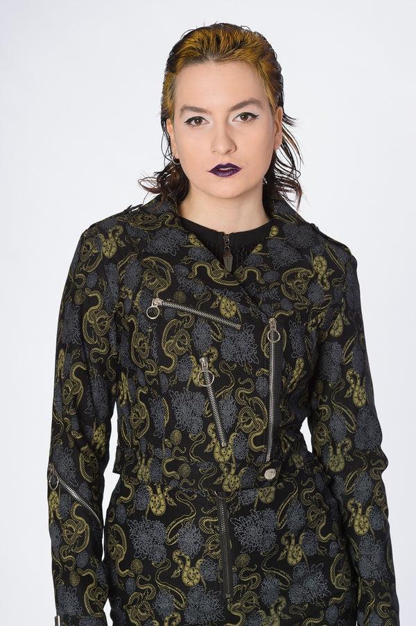 banned alternative Banned Alternative Slither Crop Biker Jacket