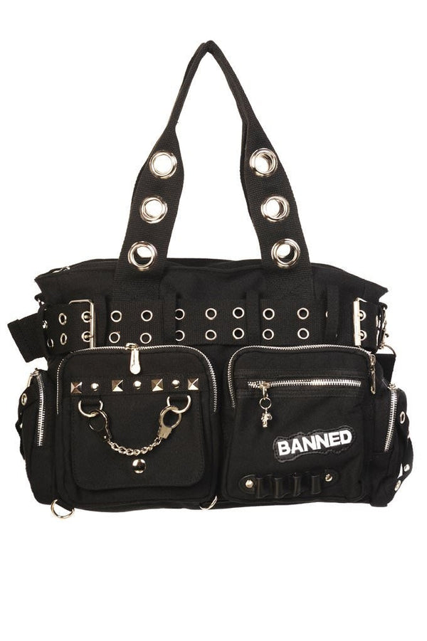 banned alternative Banned Alternative Sweet Revenge Handcuff Striped Handbag