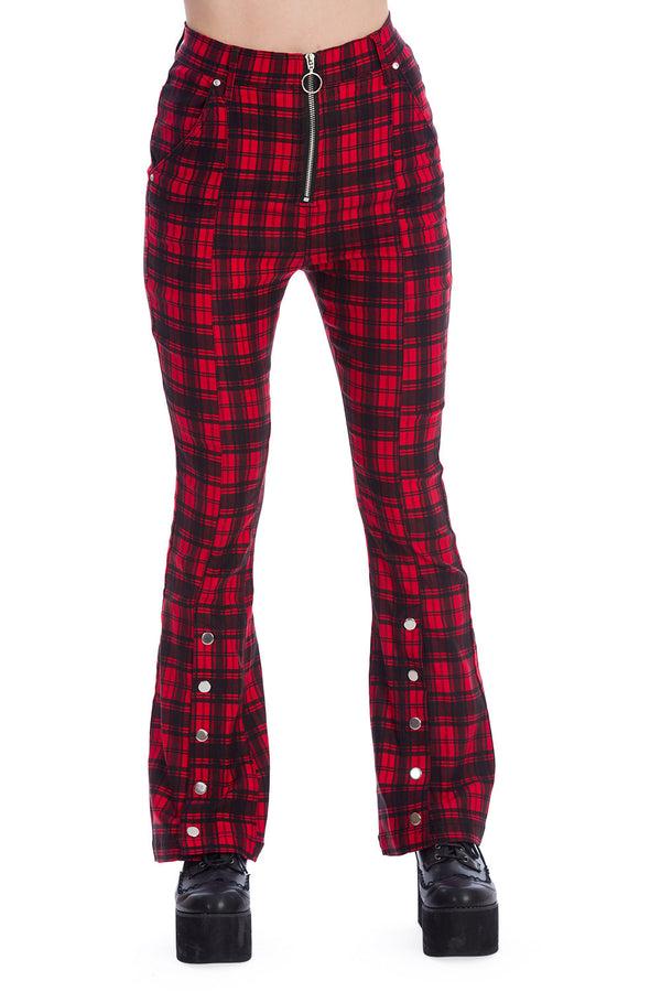 Banned Alternative Banned Alternative Tartan Night Flare Trousers