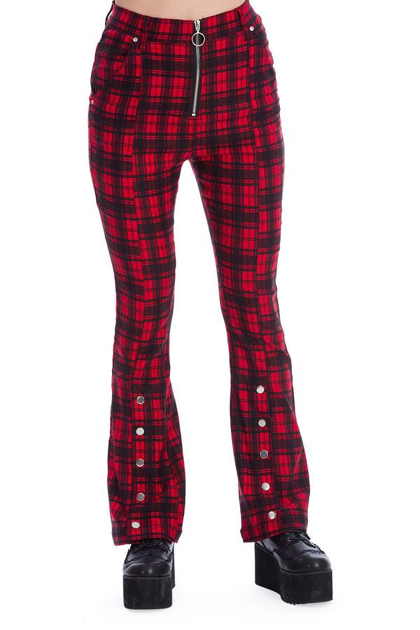 banned alternative Banned Alternative Tartan Night Flare Trousers