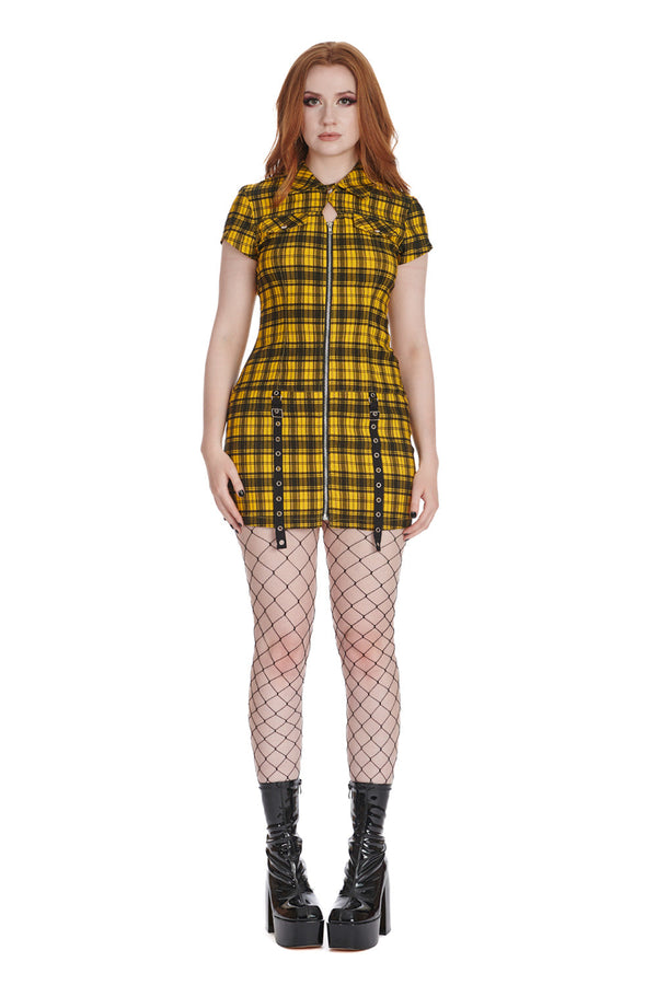 Banned Alternative Banned Alternative TARTAN NIGHT ZIP DRESS