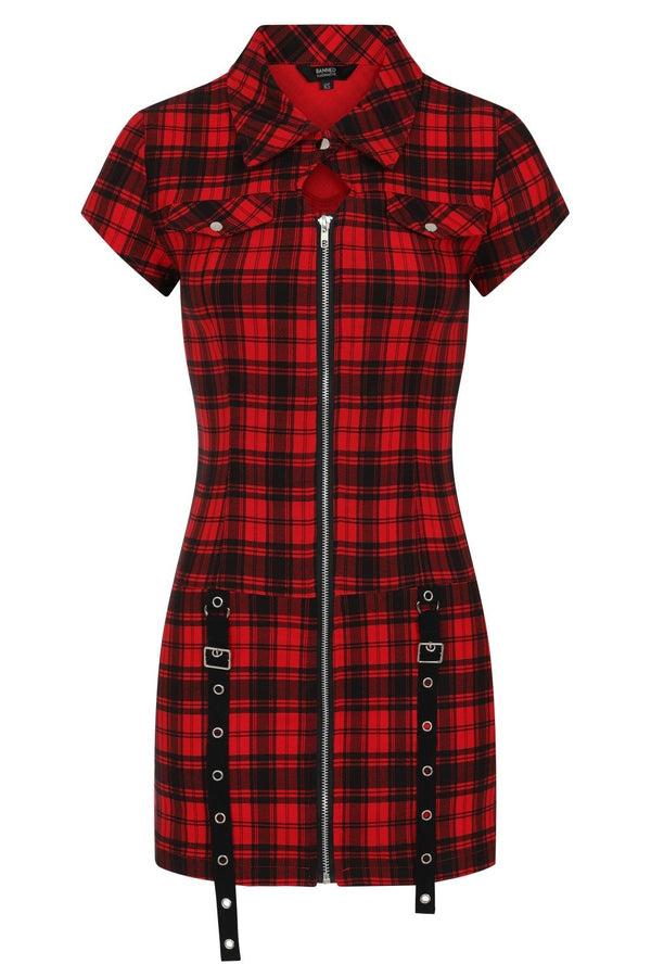 Banned Alternative Banned Alternative Tartan Night Zip Dress