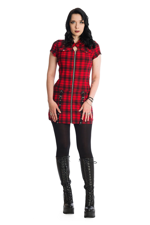 banned alternative Banned Alternative Tartan Night Zip Dress