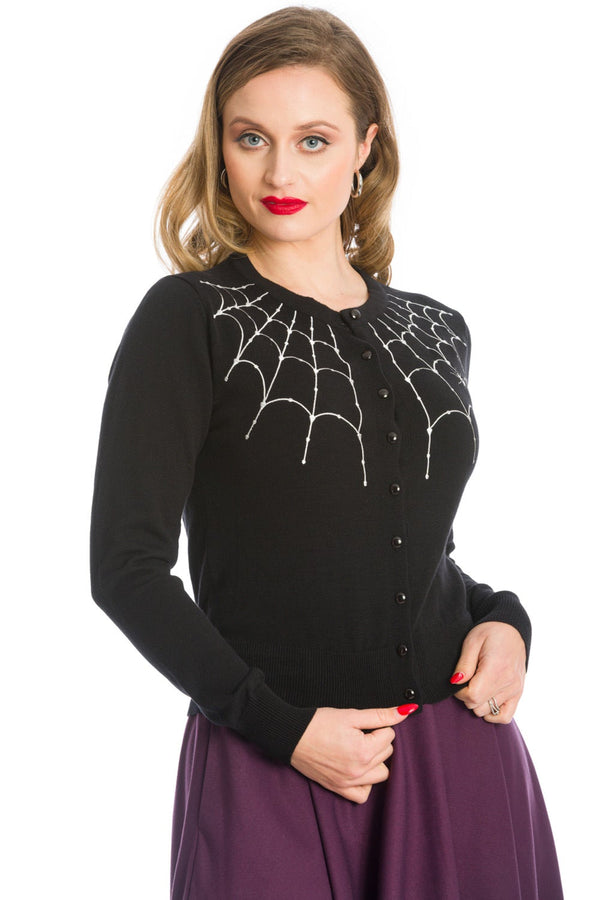 Banned Alternative Banned Alternative Under Her Web Spell Spiderweb Cardigan