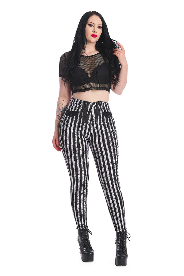 banned alternative Banned Alternative Vibrant Stripe High Waist Trousers