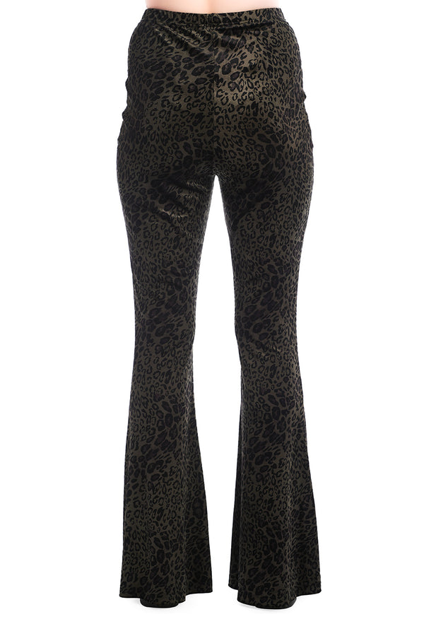 Banned Alternative Banned Alternative VIXEN LEOPARD FLARE TROUSERS