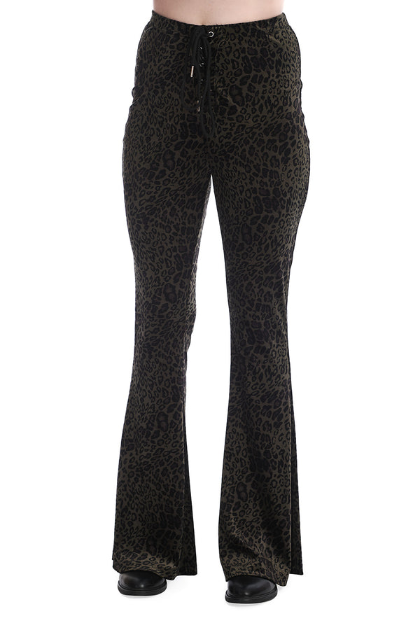 banned alternative Banned Alternative VIXEN LEOPARD FLARE TROUSERS