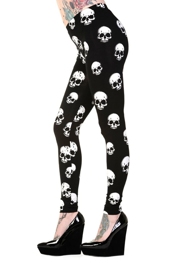 banned alternative Banned Alternative White Skulls Leggings