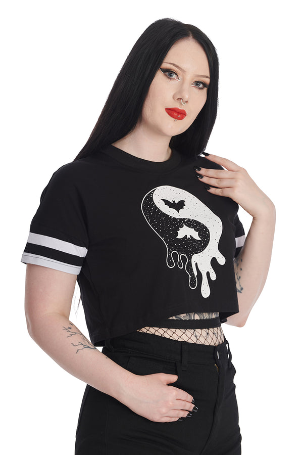 Banned Alternative Banned Alternative YIN YANG MASTER CROPPED TOP