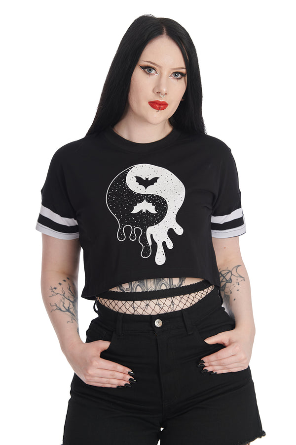 Banned Alternative Banned Alternative YIN YANG MASTER CROPPED TOP