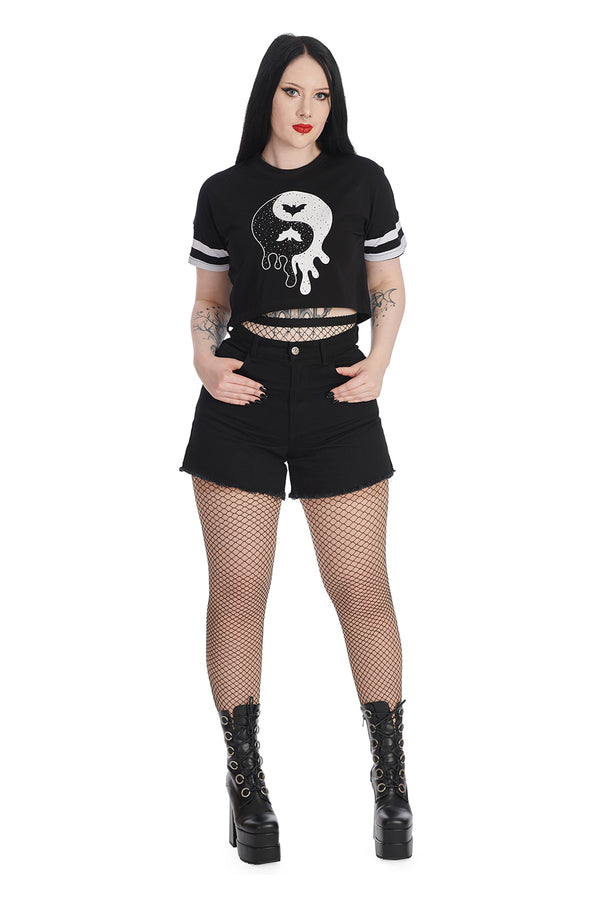 Banned Alternative Banned Alternative YIN YANG MASTER CROPPED TOP