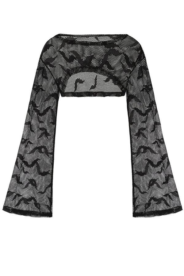 Banned Alternative Banned AlternativeBanned Selena Crop Top In Fishnet Bat In-house Design