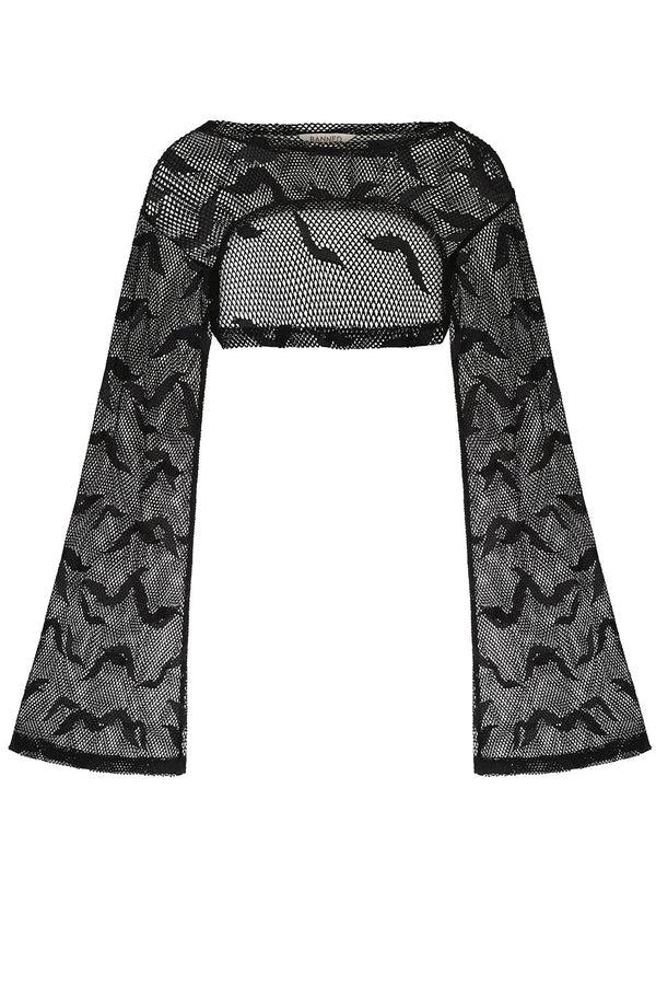 banned alternative Banned AlternativeBanned Selena crop top in fishnet bat in-house design