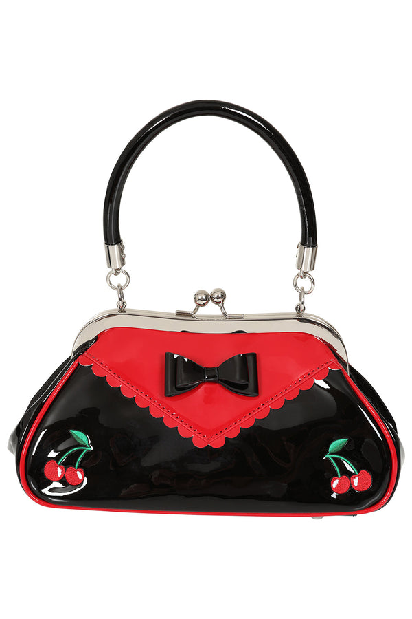 banned alternative BANNED Billie Jean Lacquer Cherry Handbag | Rockabilly Pin-up Style